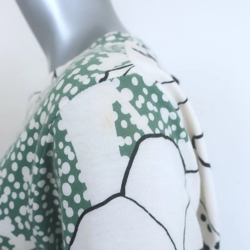 Manni Tie-Back T-Shirt Weiß mit Kaktus-Print aus Baumwoll-Jersey Größe 42 Kurzarmtop