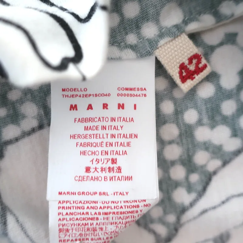 Manni Tie-Back T-Shirt Weiß mit Kaktus-Print aus Baumwoll-Jersey Größe 42 Kurzarmtop