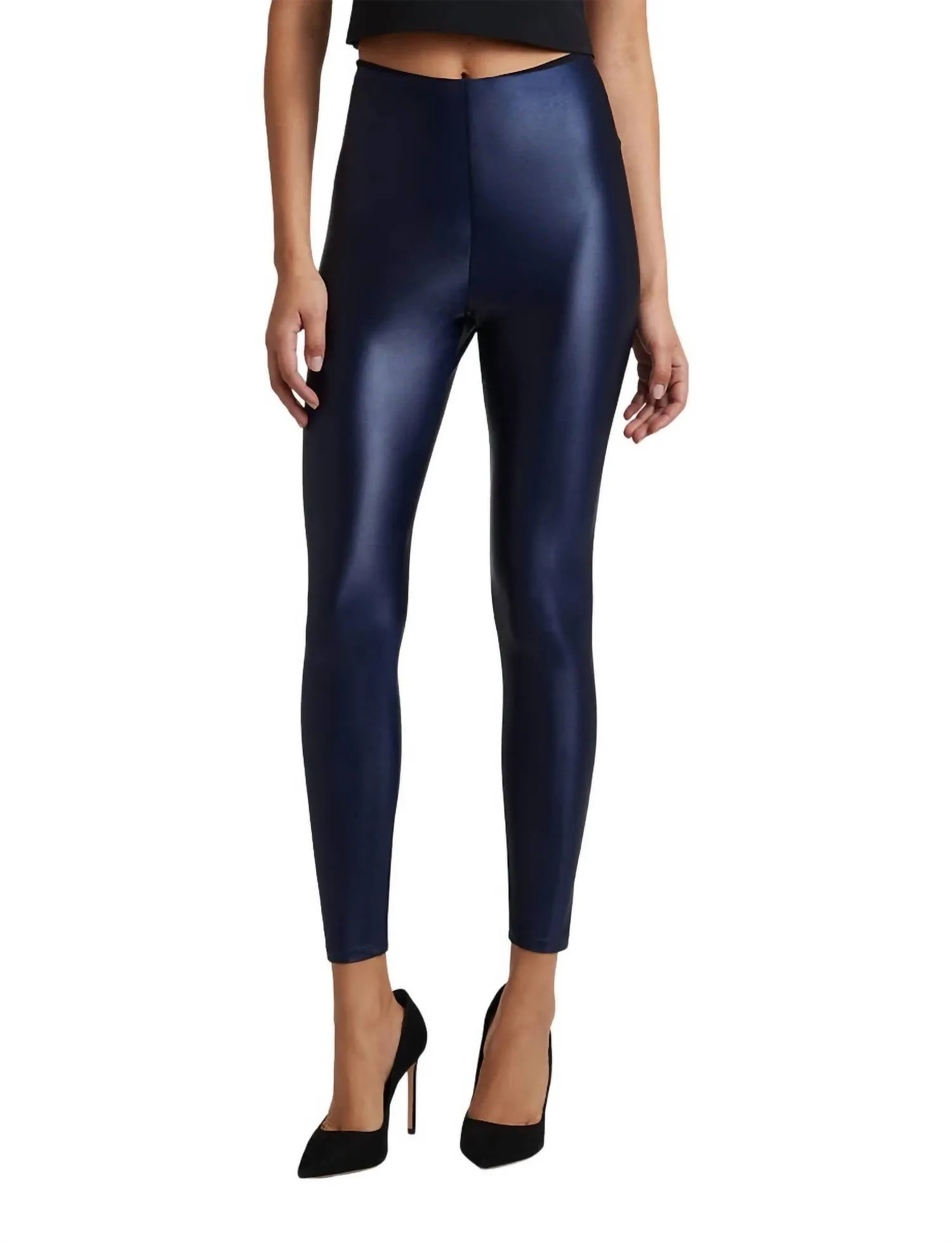 Matt-metallische Leggings in Saphirblau