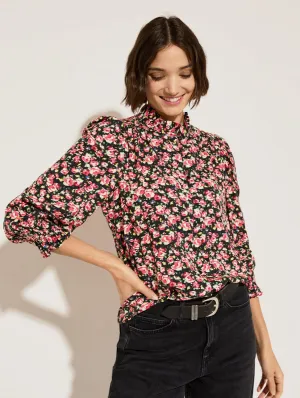 Melie LENZING™ ECOVERO™ Bedruckte Bluse | Florale Schwarzrose