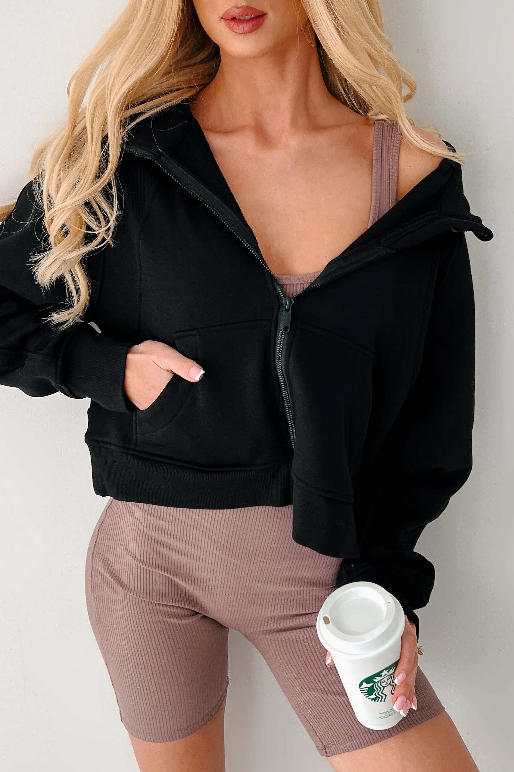 Miles Ahead Zip-Up Hoodie (Schwarz)