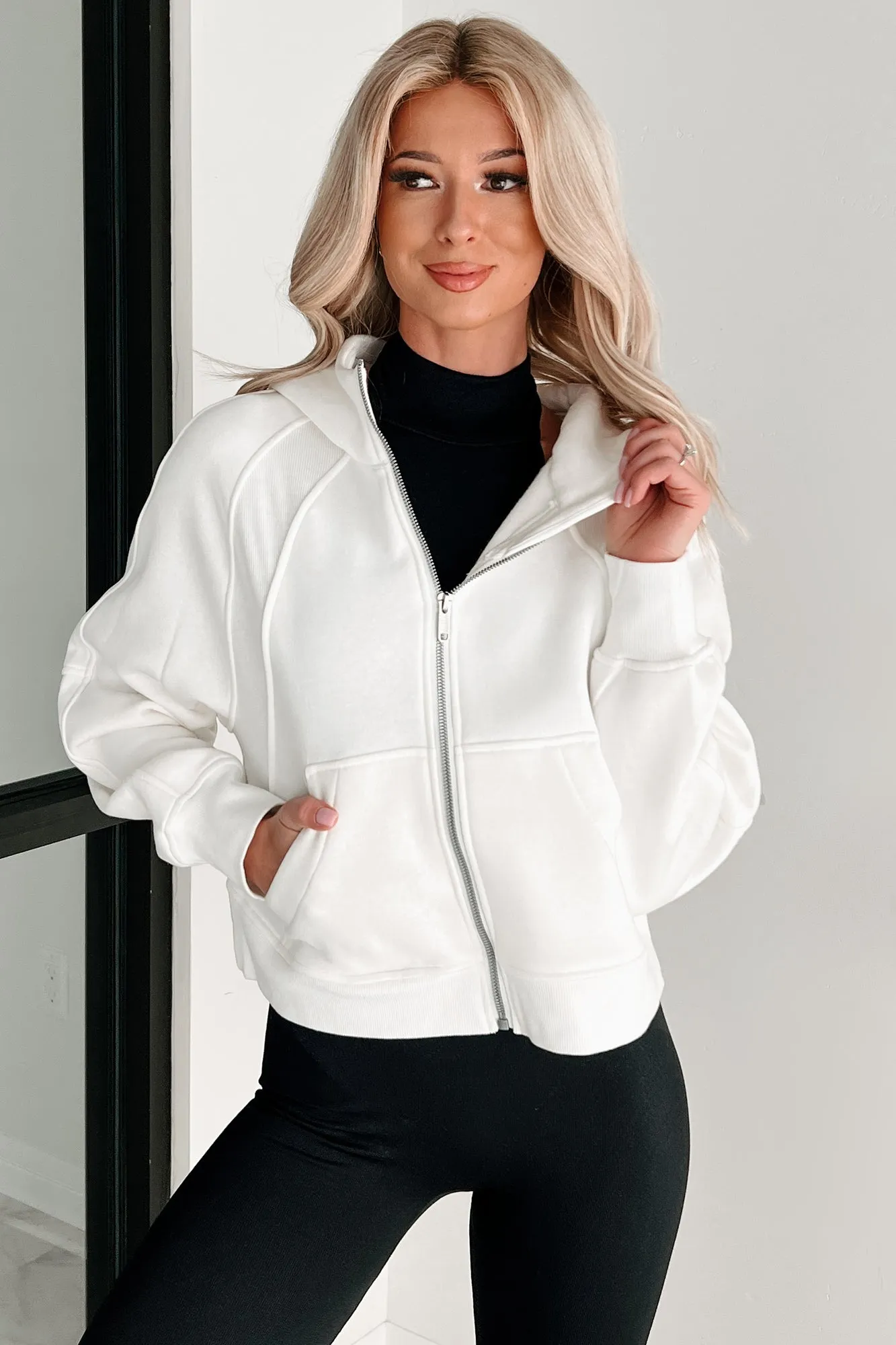 Miles Ahead Zip-Up Hoodie (Off White)