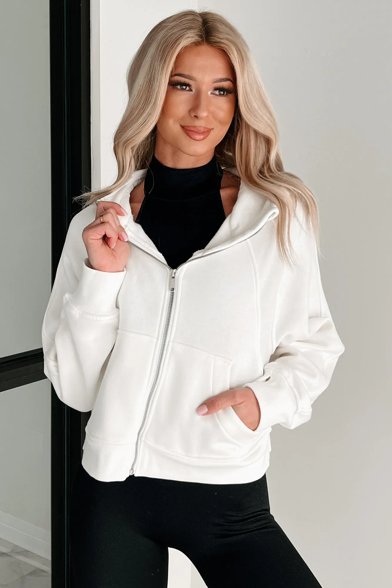 Miles Ahead Zip-Up Hoodie (Off White)