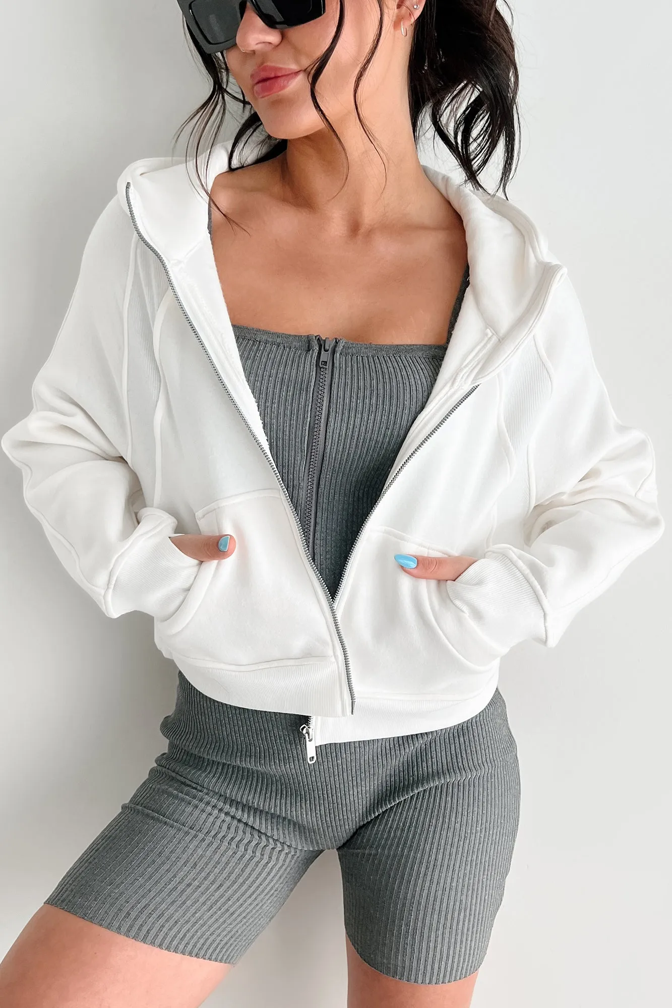 Miles Ahead Zip-Up Hoodie (Off White)