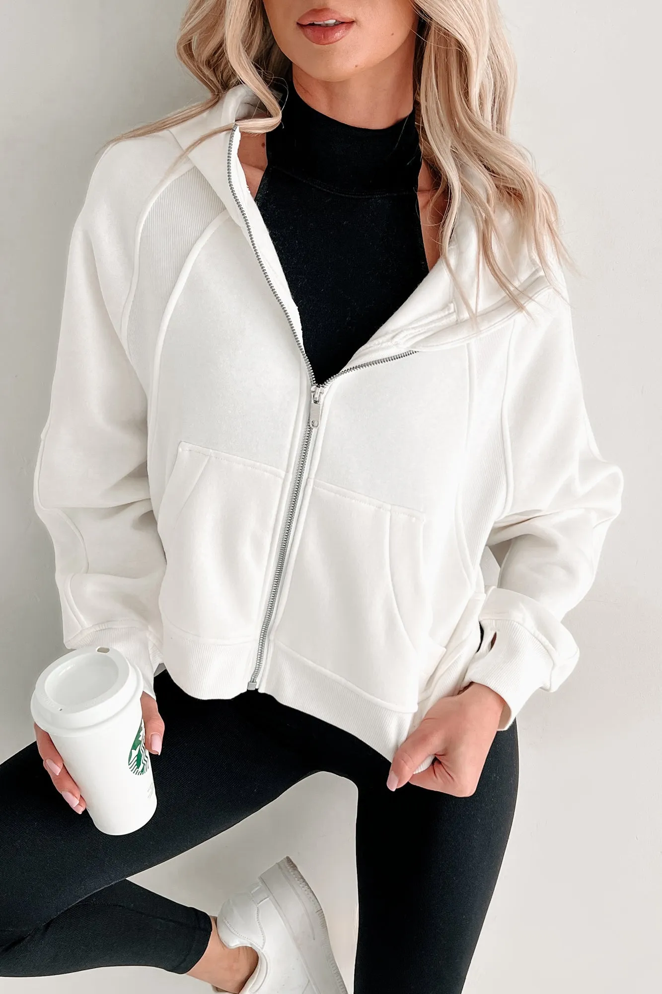 Miles Ahead Zip-Up Hoodie (Off White)