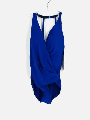 Miraclesuit Größe 10 Dunkelblau Einfarbig Rüschen NEUE Bademode Badeanzug