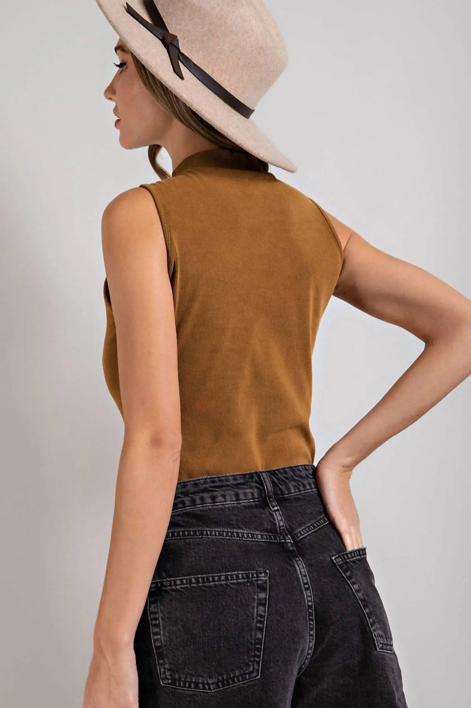 Mock Neck Bodysuit In Braun