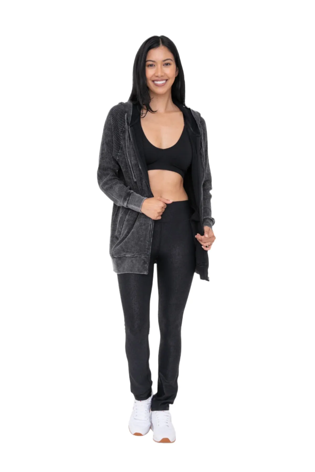 Mono B Kunstleder-Folien-Bootcut-Legging BP640