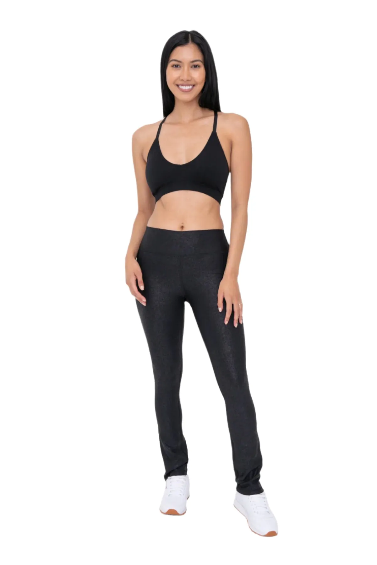 Mono B Kunstleder-Folien-Bootcut-Legging BP640