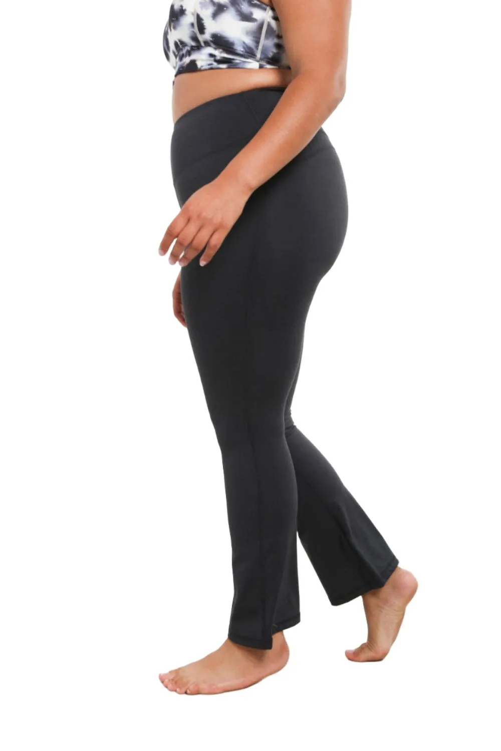 Mono B Flare Swoop Rücken Hochtaillierte Leggings APH-A0681 Und Plus