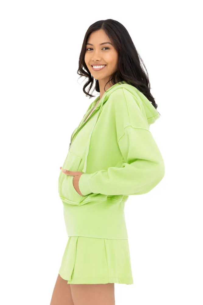 Mono B Fleece Kapuzenjacke KJ11571 Grün Leuchtend