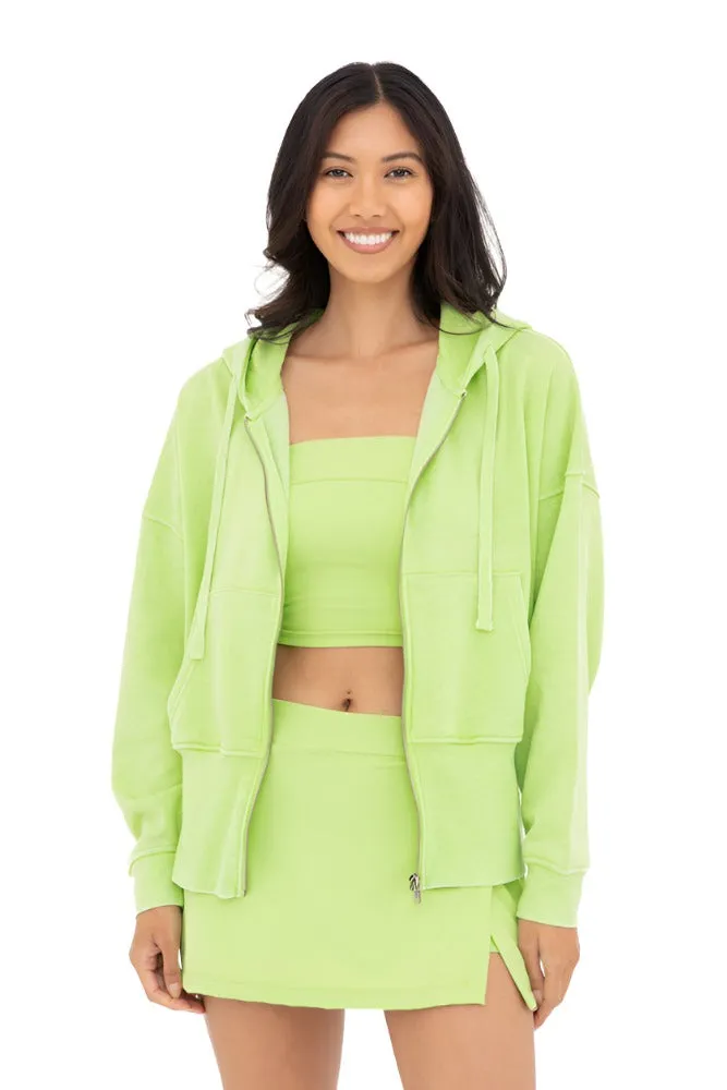 Mono B Fleece Kapuzenjacke KJ11571 Grün Leuchtend