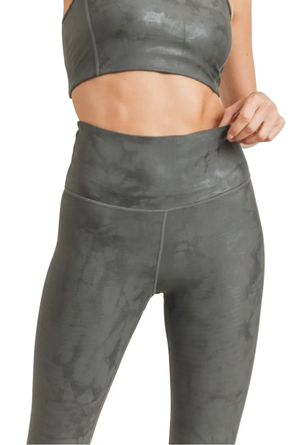 Mono B Metallfolie Bedruckte High-Waist Leggings APH2873 und Plus