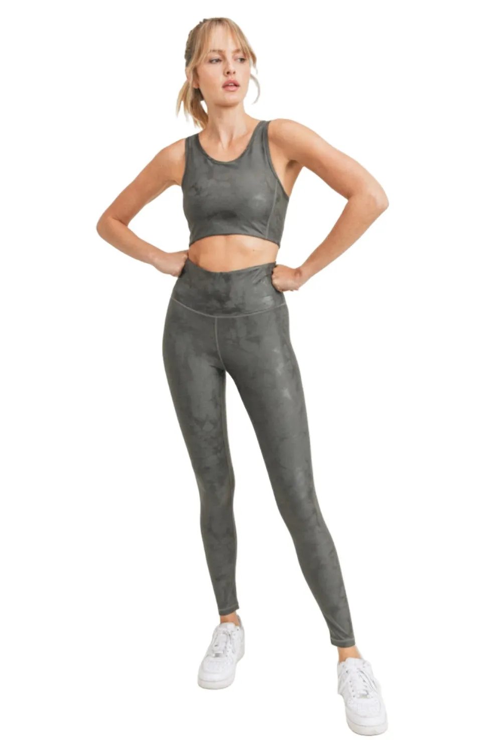 Mono B Metallfolie Bedruckte High-Waist Leggings APH2873 und Plus