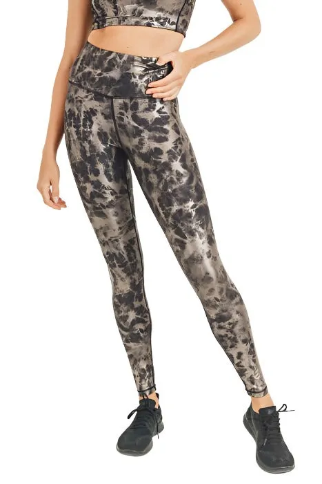 Mono B Metallfolie Bedruckte High-Waist Leggings APH2873 und Plus