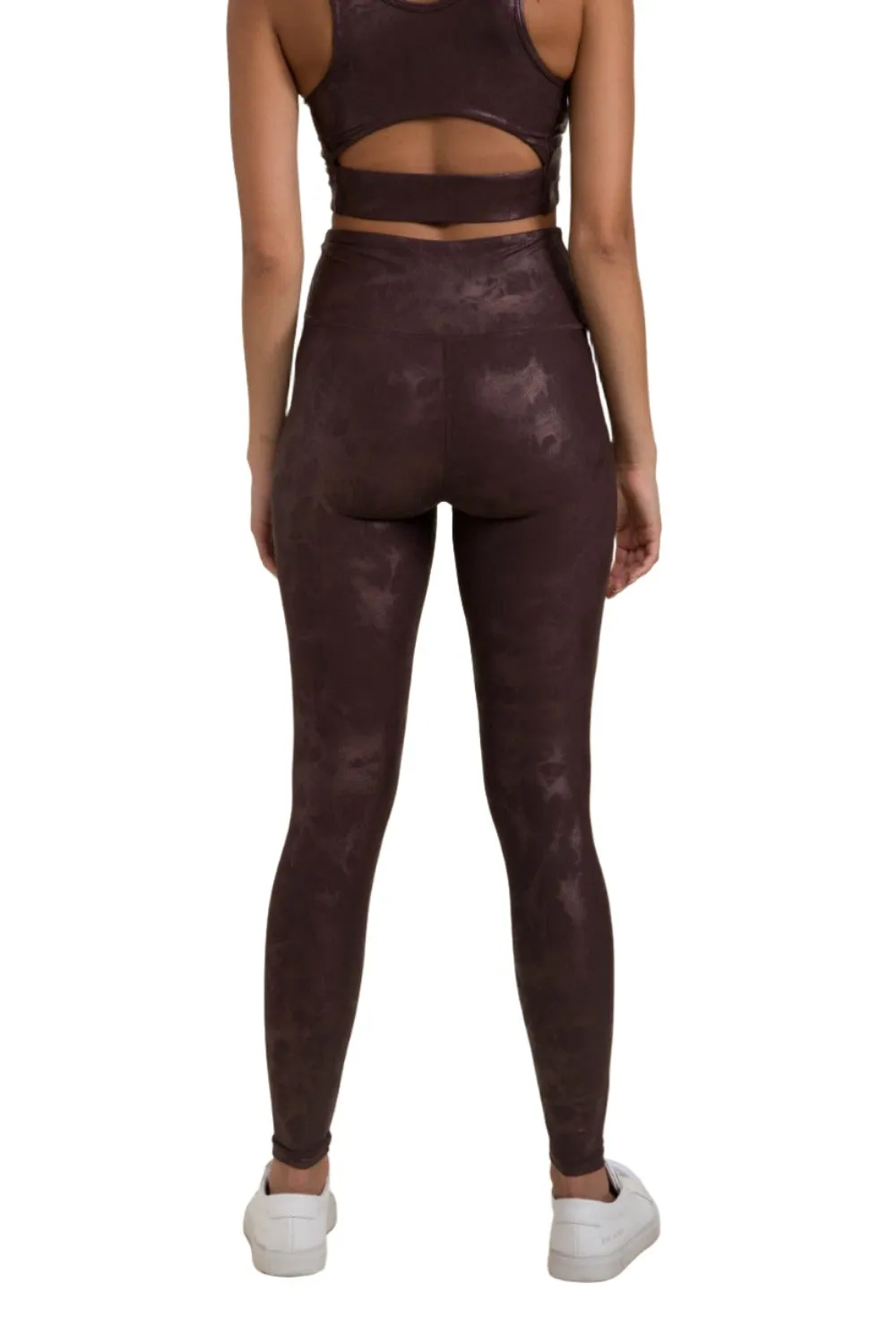 Mono B Metallfolie Bedruckte High-Waist Leggings APH2873 und Plus