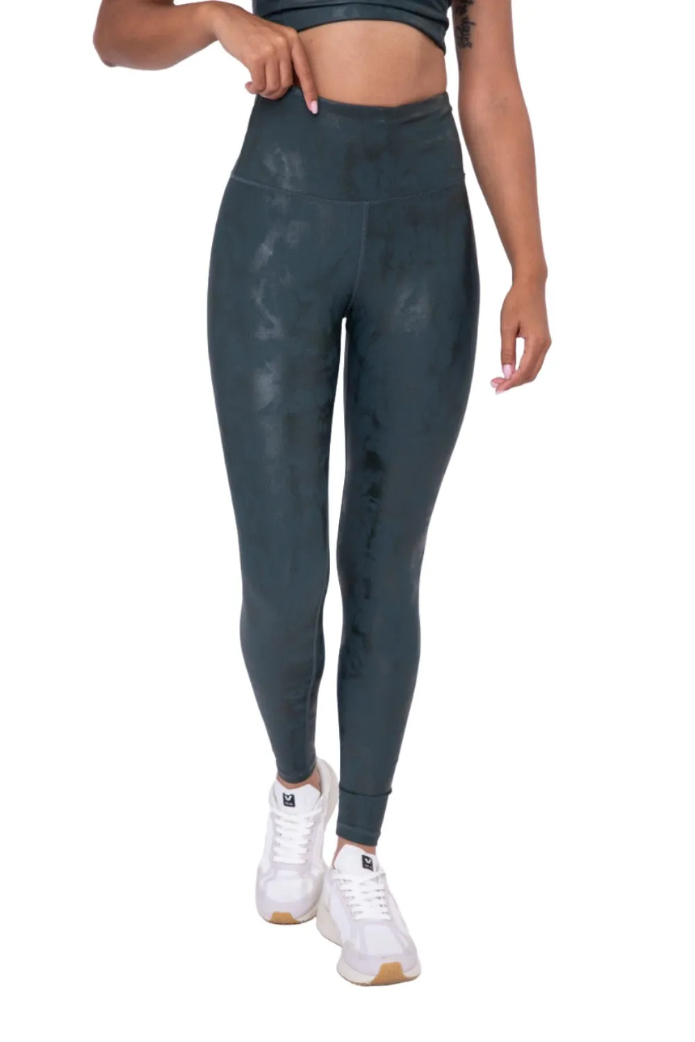 Mono B Metallfolie Bedruckte High-Waist Leggings APH2873 und Plus