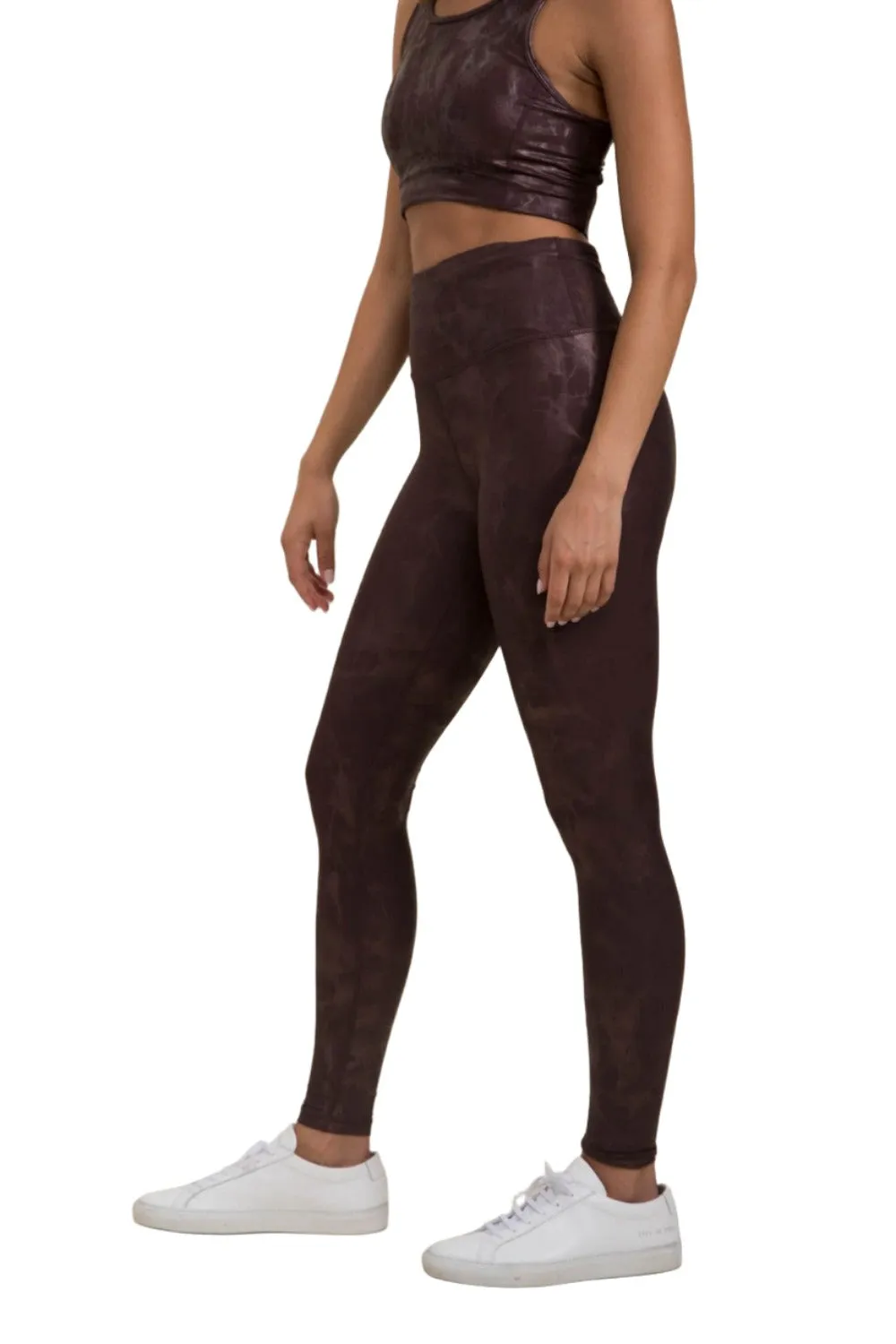Mono B Metallfolie Bedruckte High-Waist Leggings APH2873 und Plus