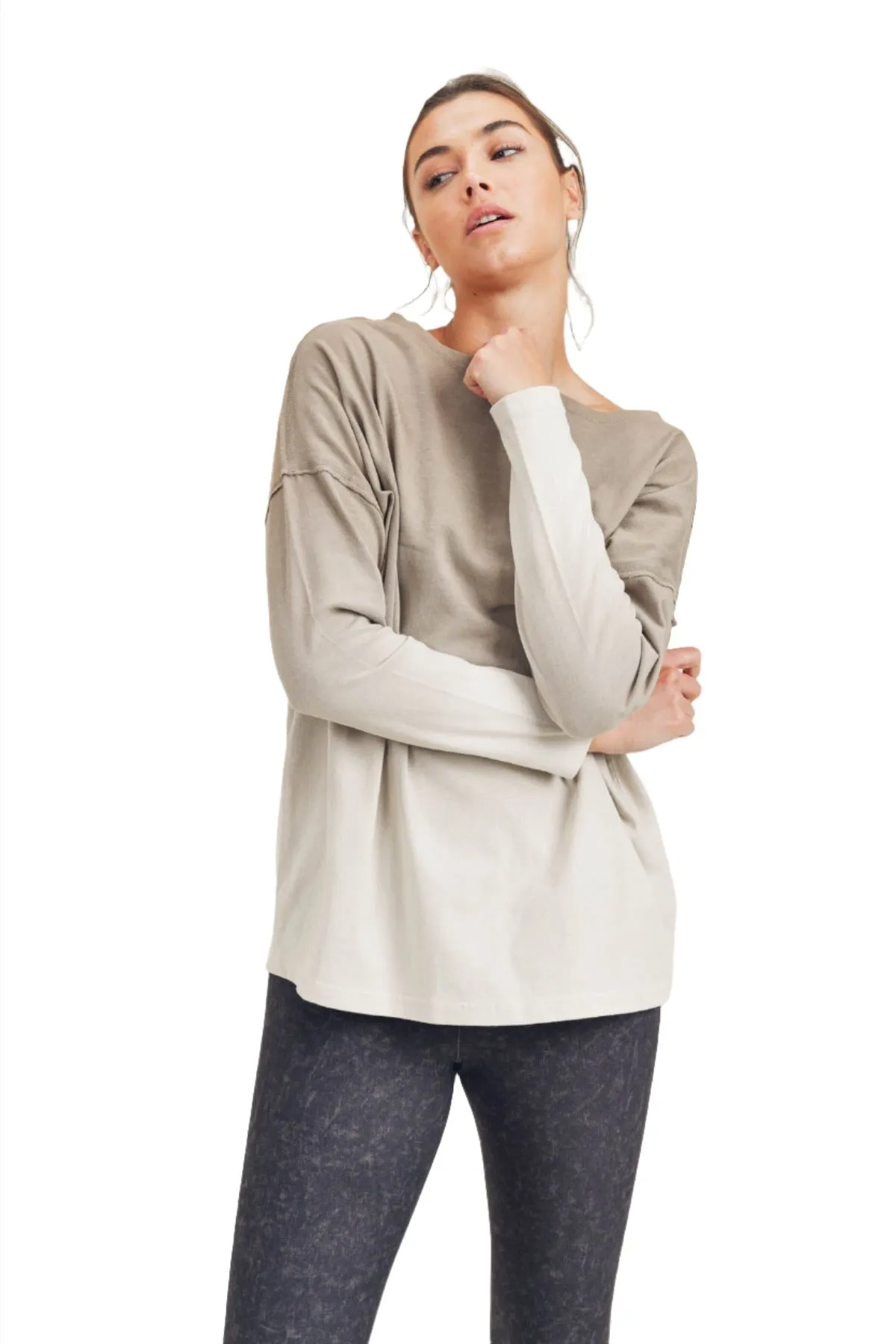 Mono B Ombre' Langarm-Baumwoll-T-Shirt KT11780