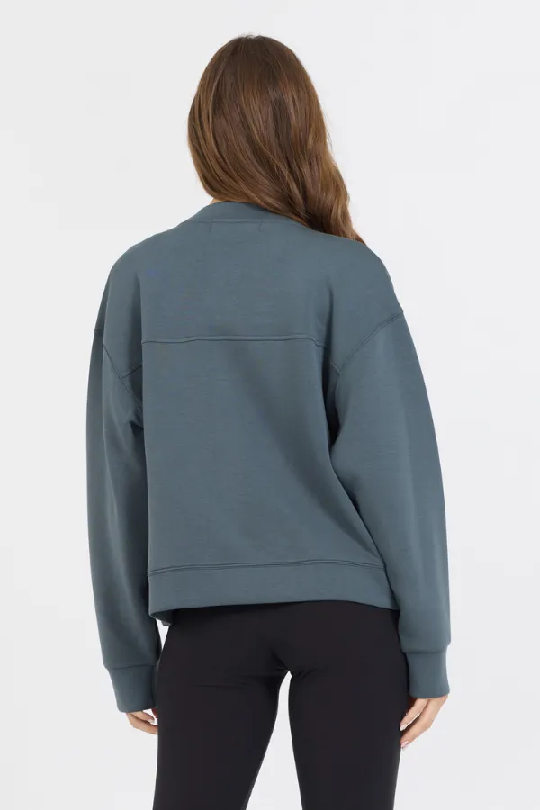 Berggraue Schwere Wolken Fleece Bomberjacke