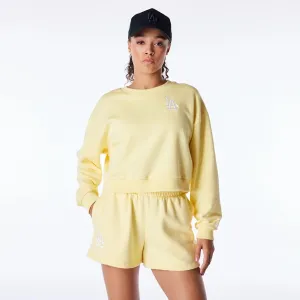 New Era Sweatshirts und Hoodies LA Dodgers Damen MLB League Essential Pastellgelbes Crop Crewneck Sweatshirt