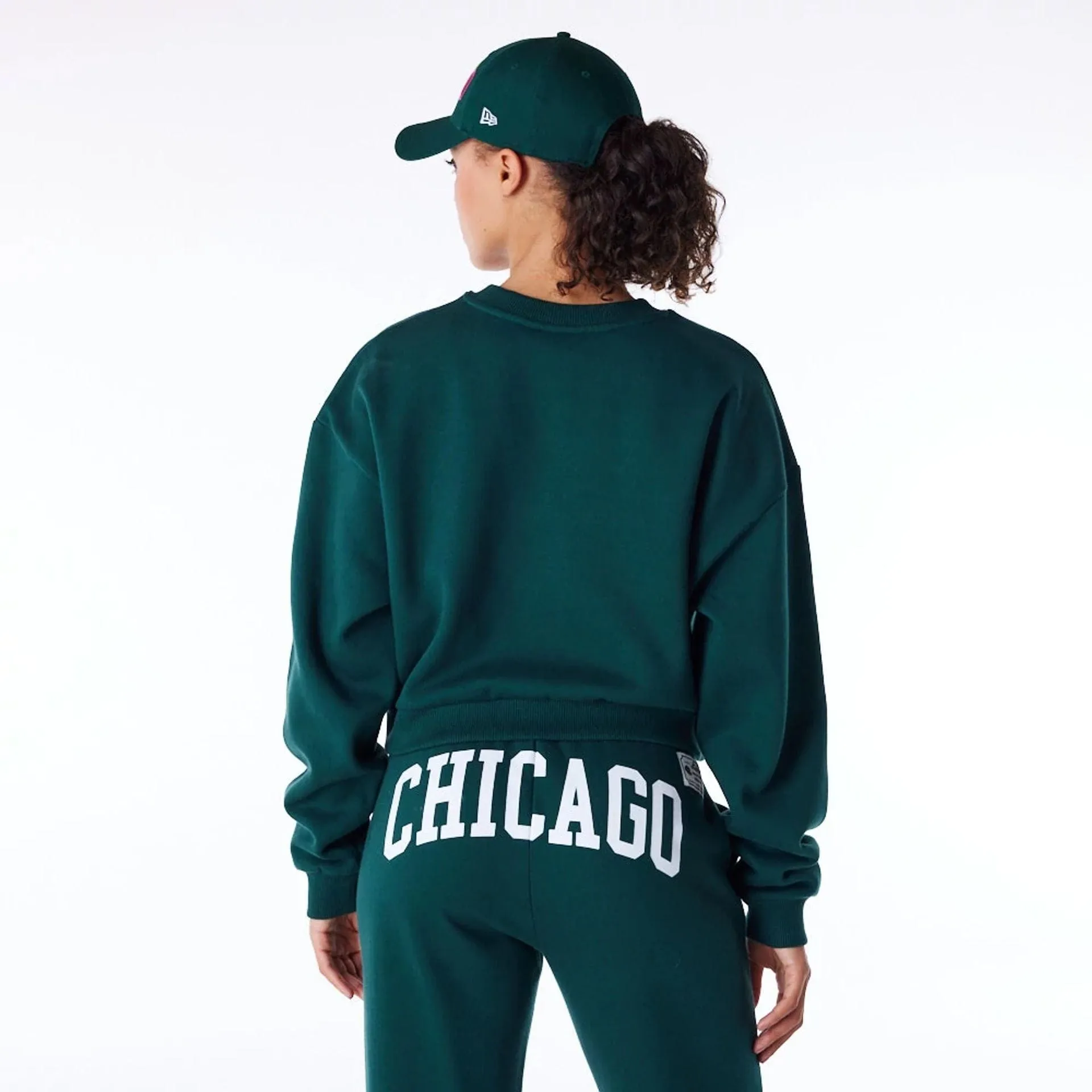 New Era Sweatshirts und Hoodies New Era Infill Dunkelgrünes Crop Crew Neck Sweatshirt