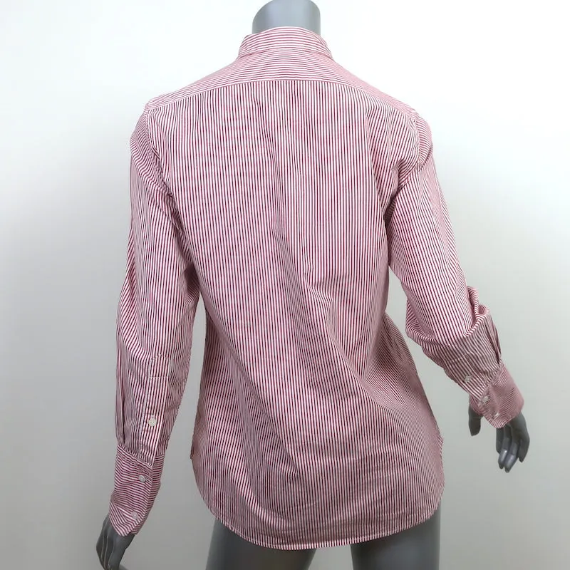 Nili Lotan Pinstripe Hemd Rot/Weiß Baumwolle Größe Small Langarm Oberteil