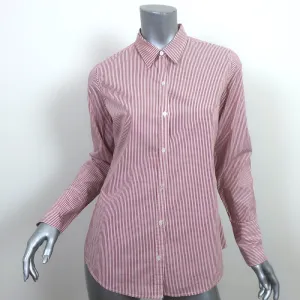 Nili Lotan Pinstripe Hemd Rot/Weiß Baumwolle Größe Small Langarm Oberteil