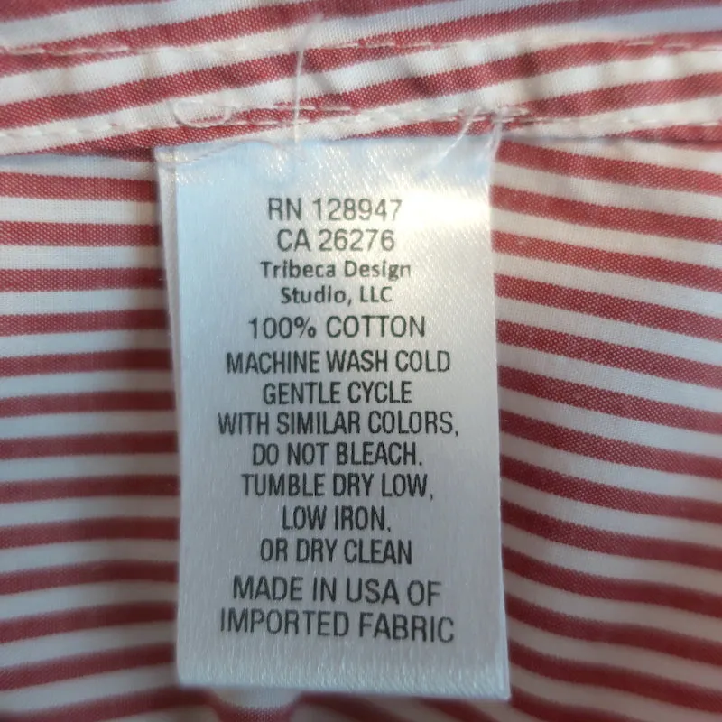 Nili Lotan Pinstripe Hemd Rot/Weiß Baumwolle Größe Small Langarm Oberteil