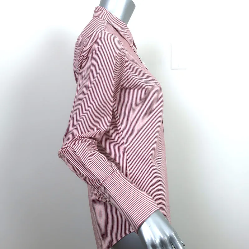 Nili Lotan Pinstripe Hemd Rot/Weiß Baumwolle Größe Small Langarm Oberteil