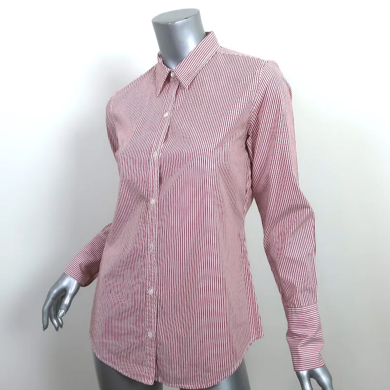 Nili Lotan Pinstripe Hemd Rot/Weiß Baumwolle Größe Small Langarm Oberteil