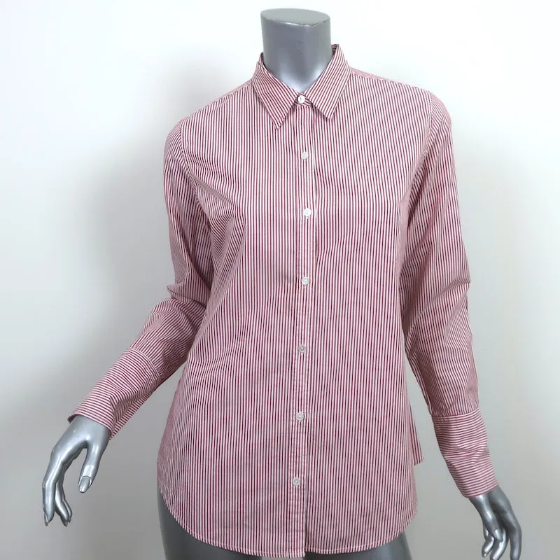 Nili Lotan Pinstripe Hemd Rot/Weiß Baumwolle Größe Small Langarm Oberteil