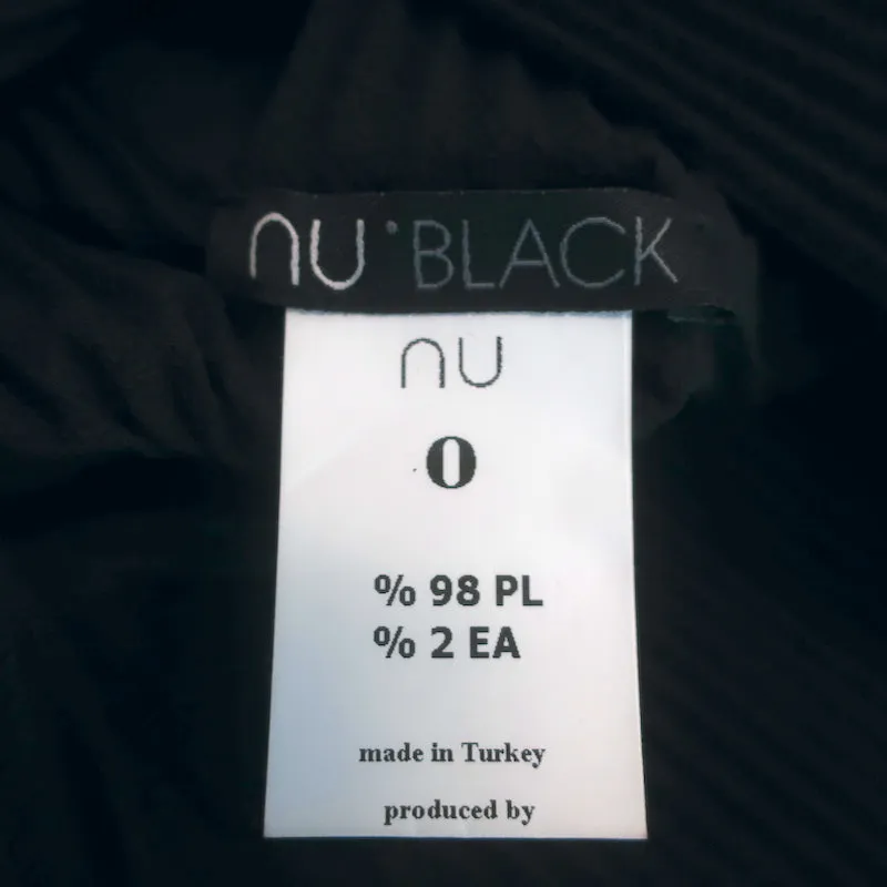 NU London Black Label Asymmetrische Plissee-Bluse Schwarz Größe 0 Kapellenärmel Bluse