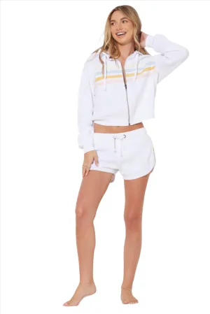 Ocean Drive Crop Zip Hoodie Sommer Streifen OD12029 Weiß