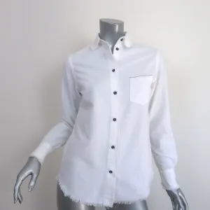 Officine Generale Benoit Raw Edge Button Down Hemd Weiß Baumwolle Größe S