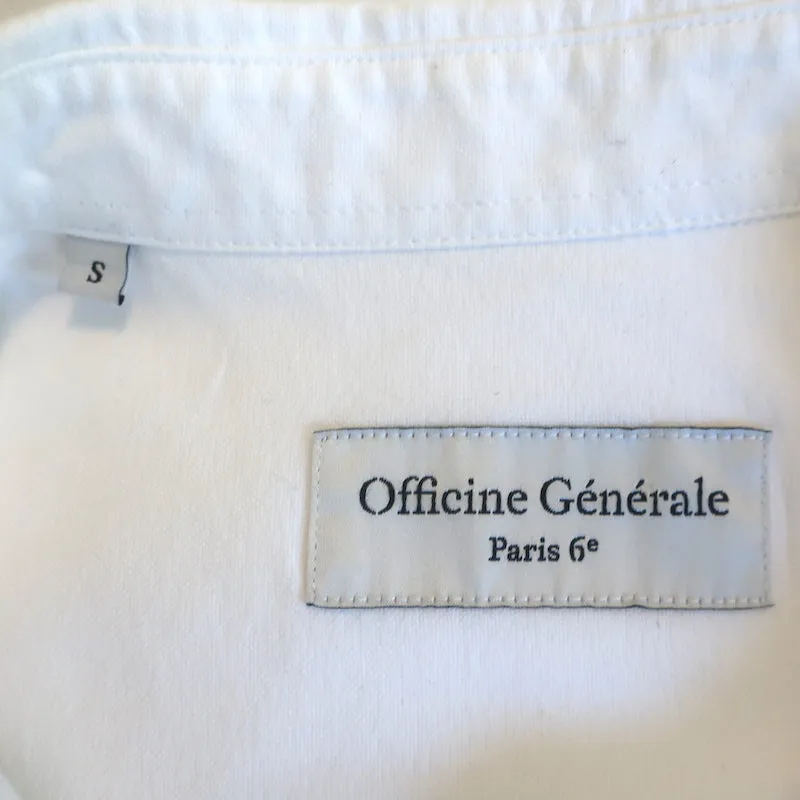 Officine Generale Benoit Raw Edge Button Down Hemd Weiß Baumwolle Größe S