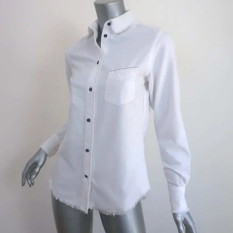 Officine Generale Benoit Raw Edge Button Down Hemd Weiß Baumwolle Größe S