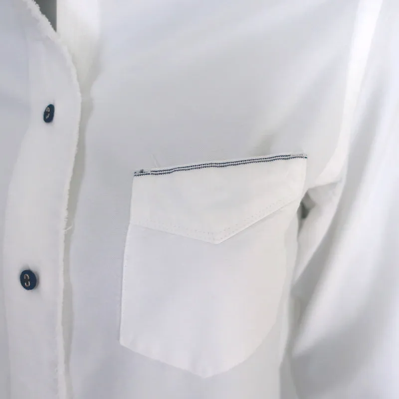 Officine Generale Benoit Raw Edge Button Down Hemd Weiß Baumwolle Größe S