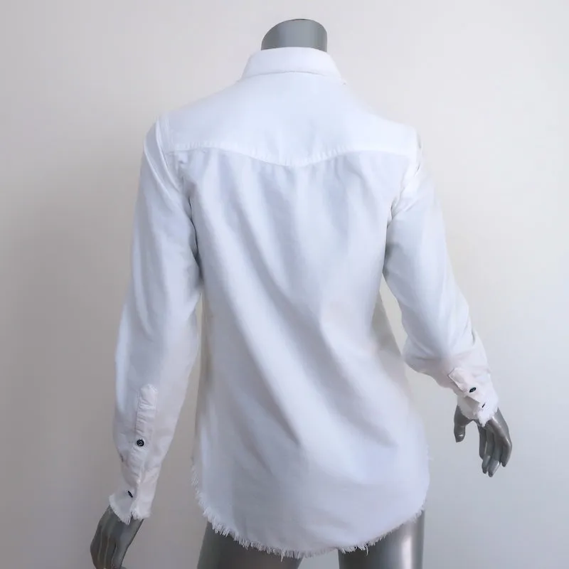 Officine Generale Benoit Raw Edge Button Down Hemd Weiß Baumwolle Größe S