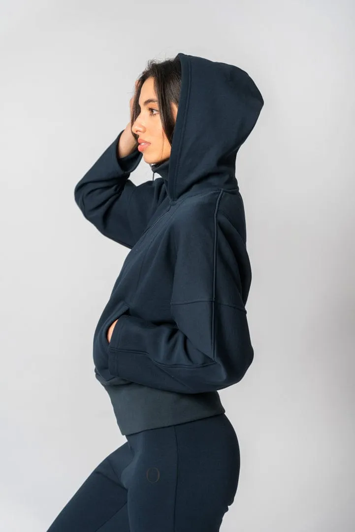 Bio-Baumwoll Kapuzenjacke | Marineblau