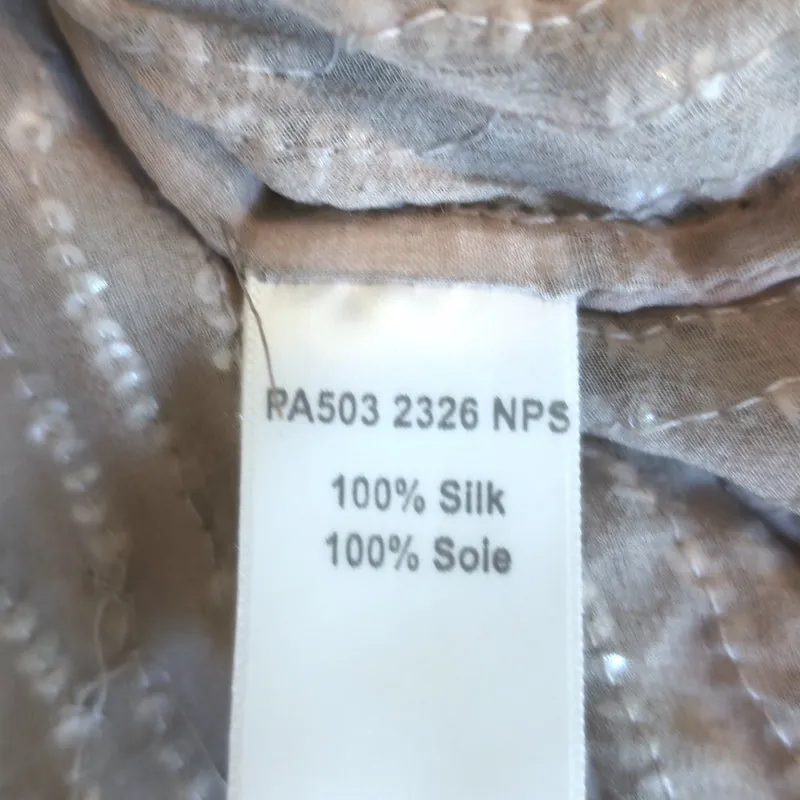 Parker Chiffonbluse mit Pailletten in Taupeseide Größe Small Kurzarmtop
