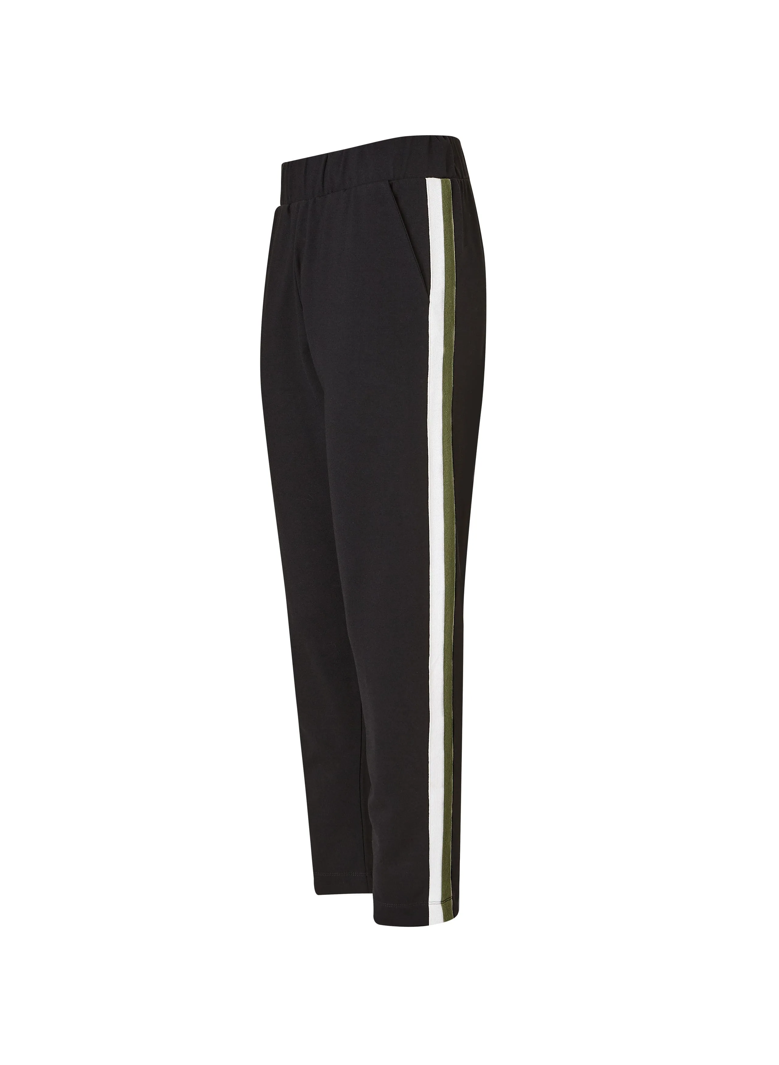 Petite Jay LENZING™ ECOVERO™ Seitensaum-Slimfit-Hose | Kaviar Schwarz & Olive