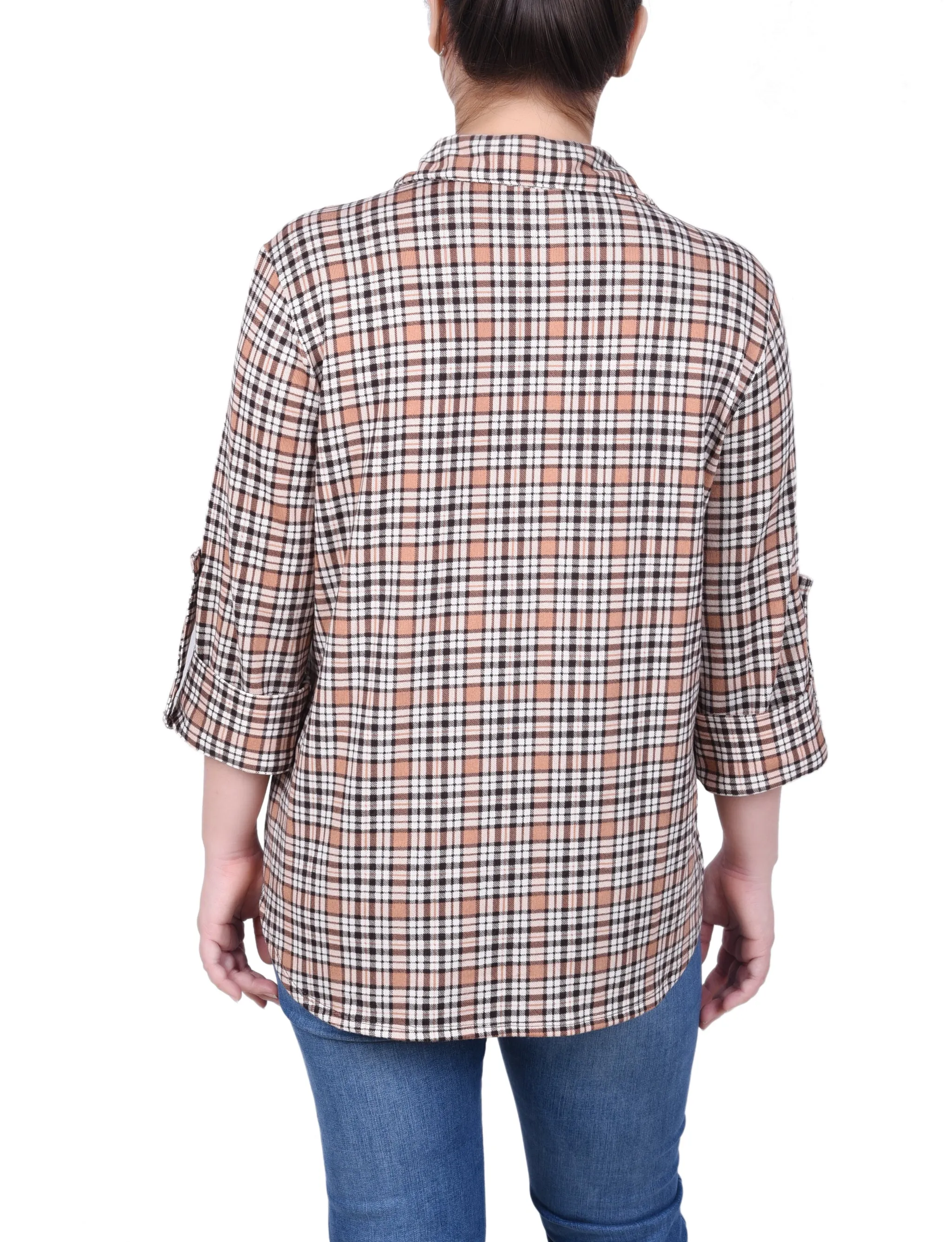 Petite Langarm-Bluse mit Knopfleiste
