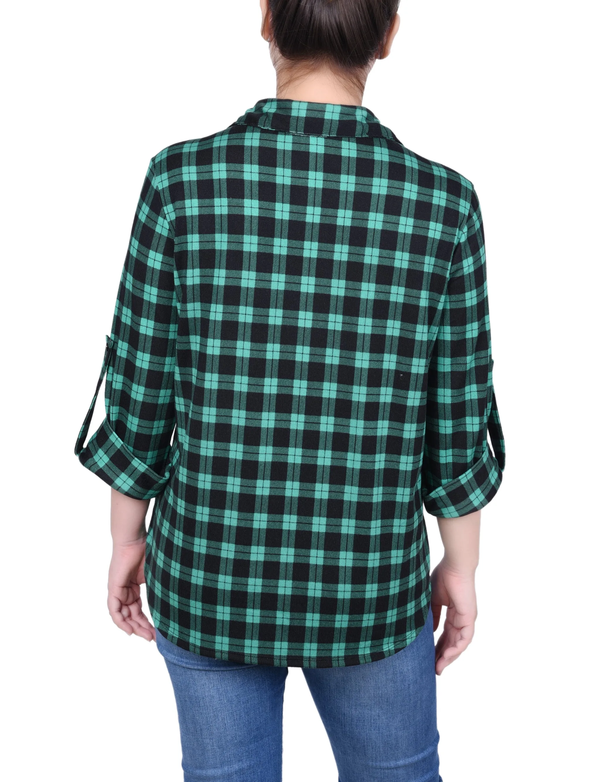 Petite Langarm-Bluse mit Knopfleiste