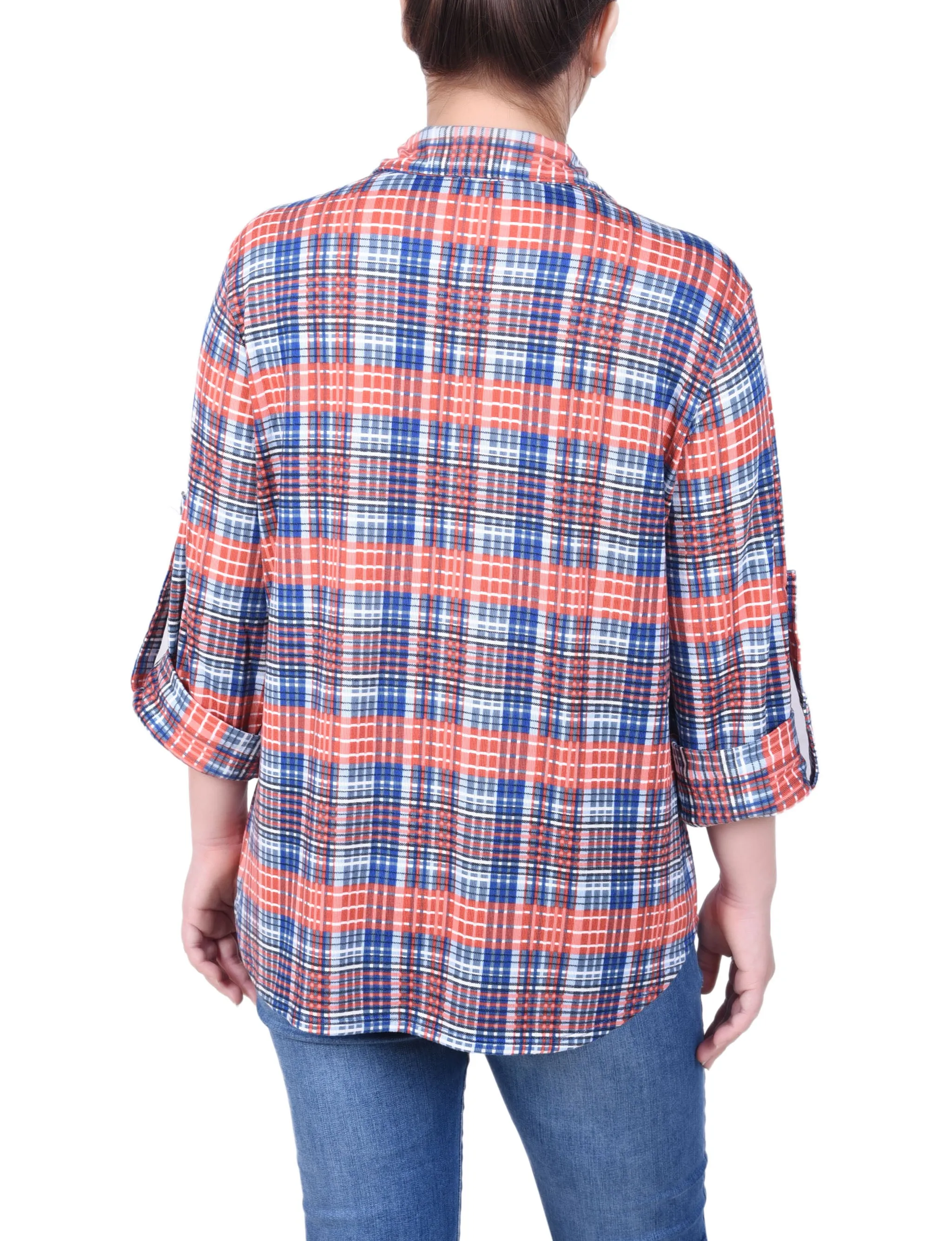 Petite Langarm-Bluse mit Knopfleiste