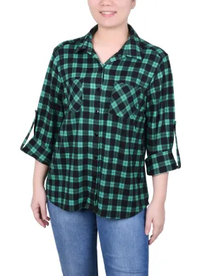 Petite Langarm-Bluse mit Knopfleiste