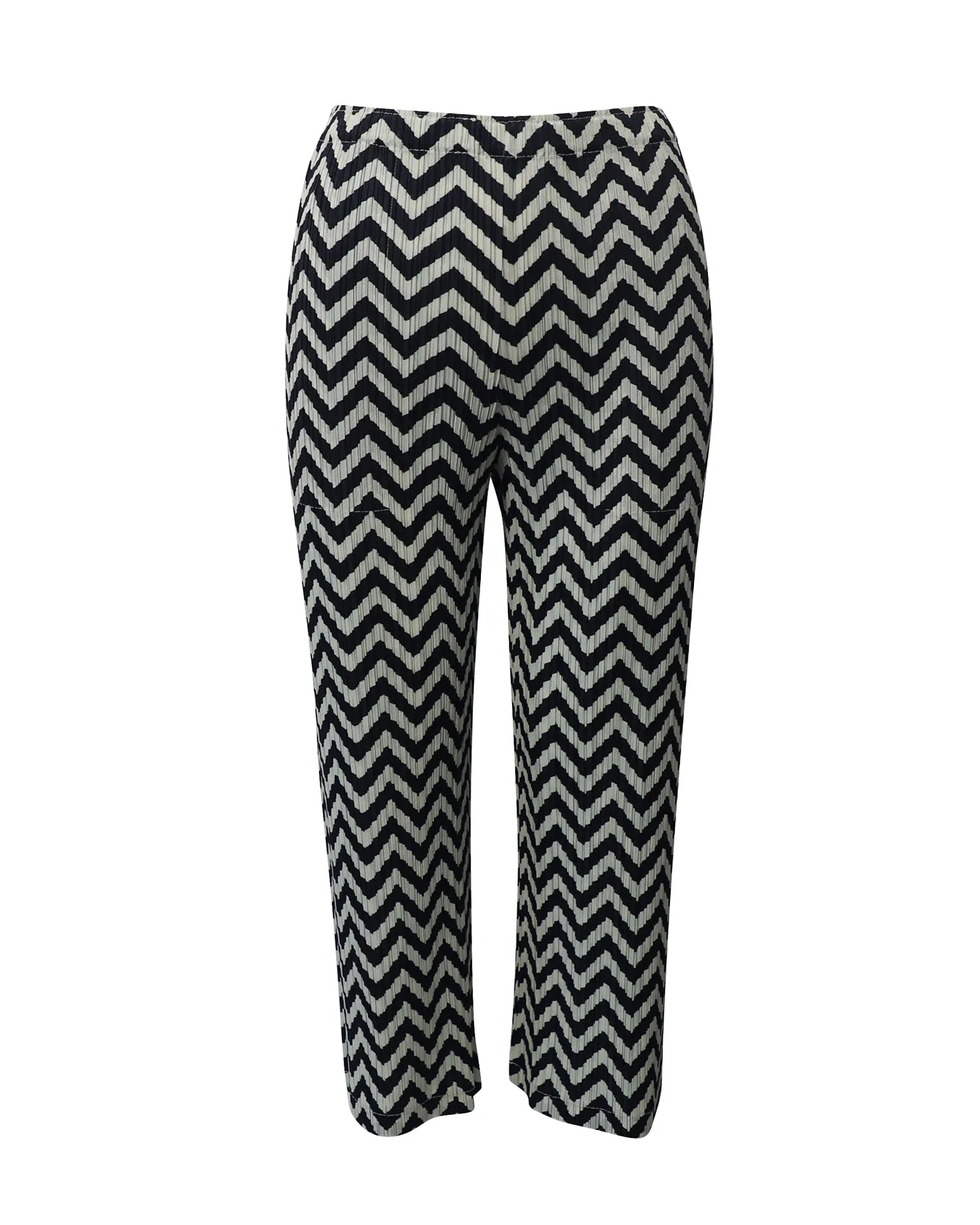 Pleats Please Zickzack-Druck Hose in mehrfarbigem Polyester