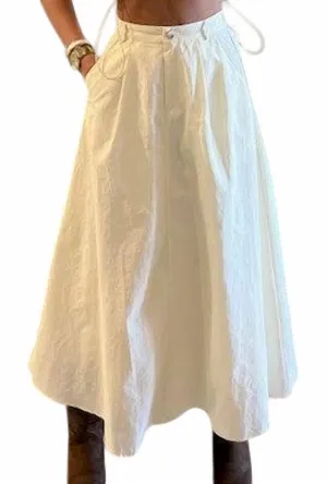 Poplin-Midirock in Off-White