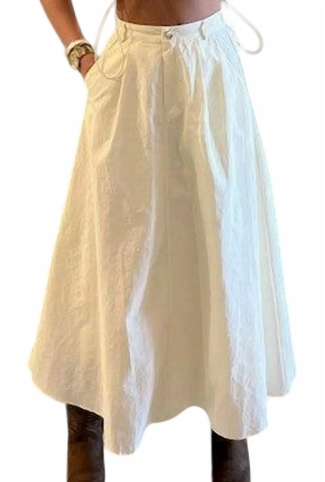 Poplin-Midirock in Off-White
