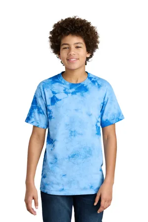 Port & Company Youth Crystal Tie-Dye Short Sleeve Crewneck T-Shirt - Sky Blue